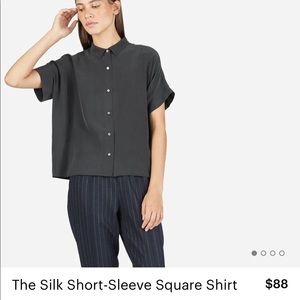 Everlane black silk shirt short sleeve